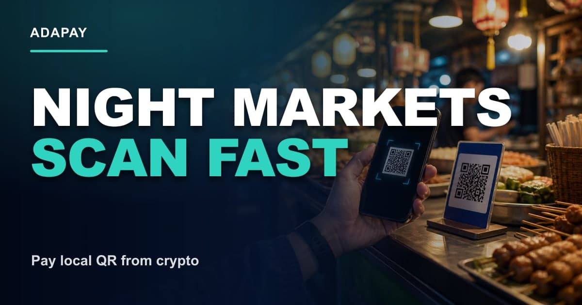 Thailand night market stall with small cash, QR sign, and street food order