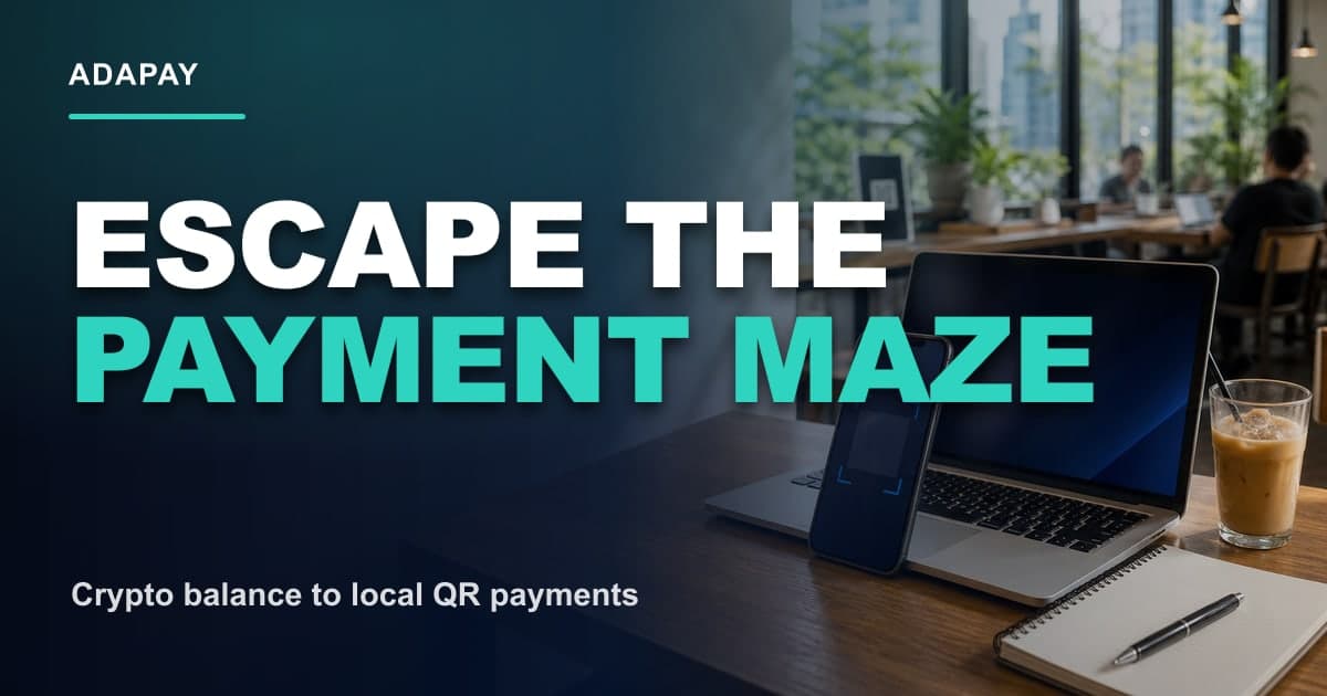 Asia travel payment maze with cash, cards, QR codes, local currency, connectivity, and ADAPAY