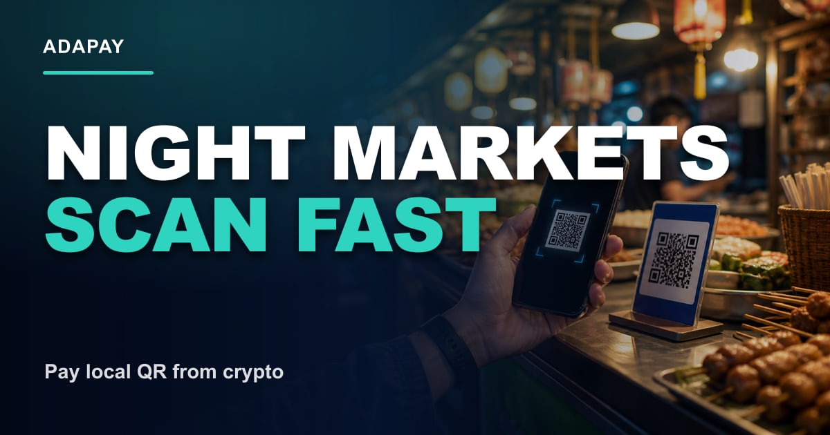 Thailand night market stall with small cash, QR sign, and street food order